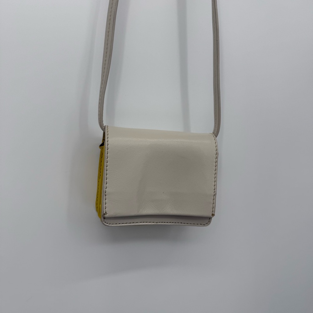 & Other Stories Micro Mini Leather Bag Wallet Snap Closure Yellow Travel Small